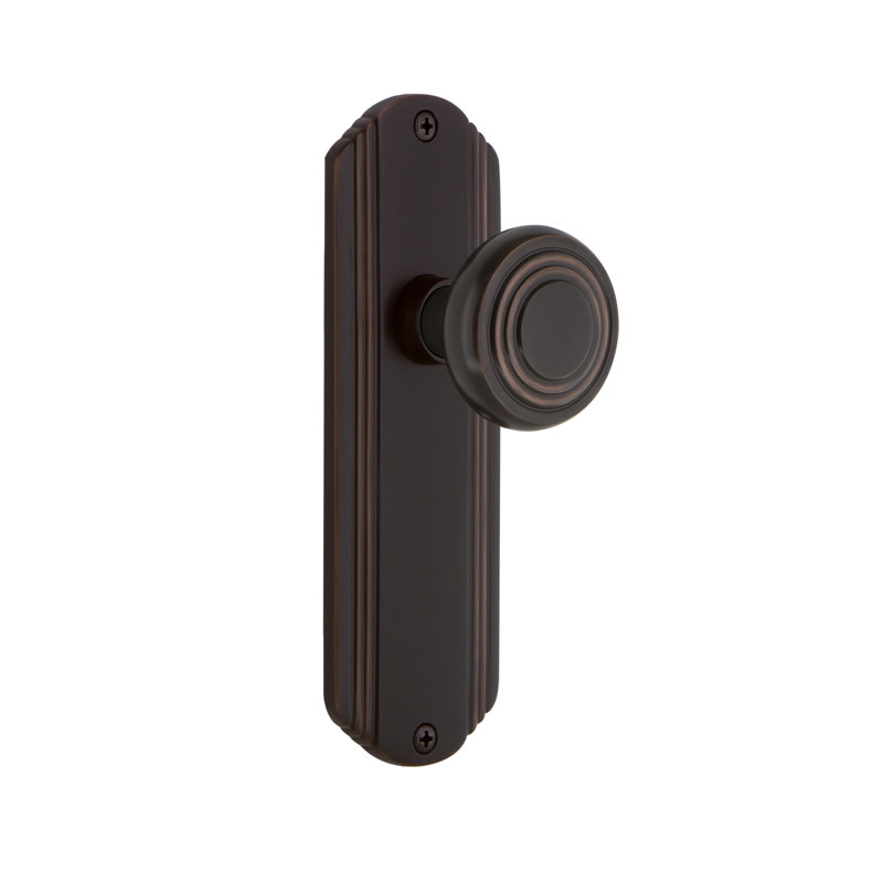 Deco Plate with Deco Door Knob, 2 3/8, Timeless Bronze