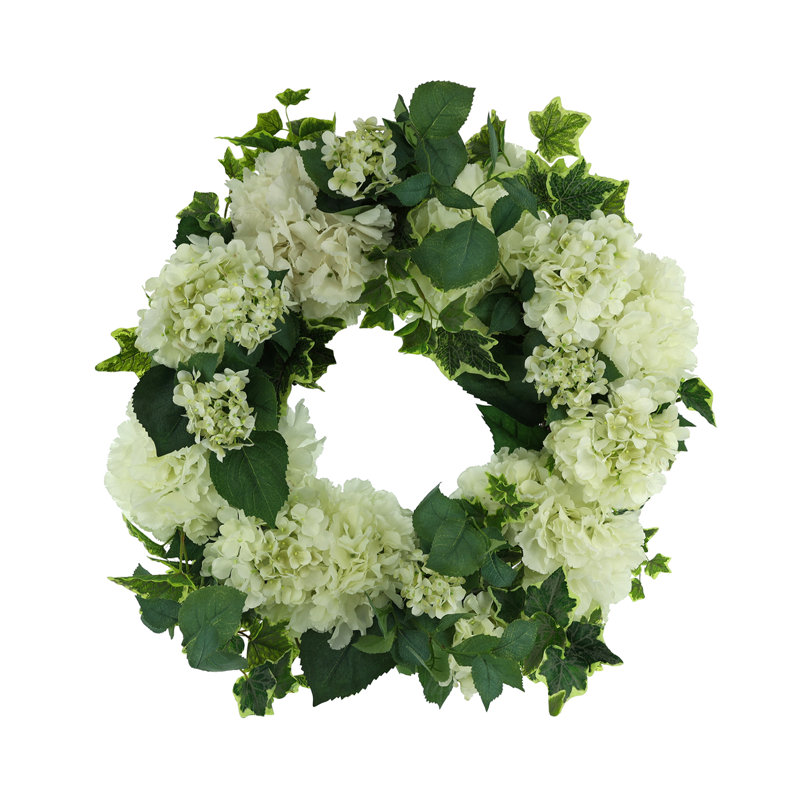 Handcrafted Faux Hydrangea Polysilk 26'' Wreath