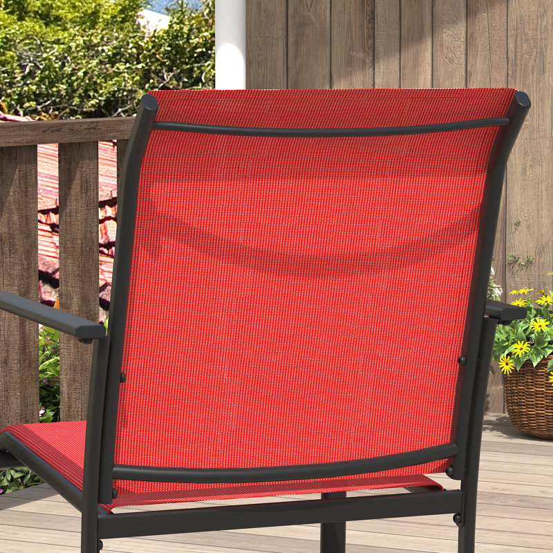 Ensemble de salle à manger rectangulaire avec chaise empilable PVC-coated polyester, Rouge