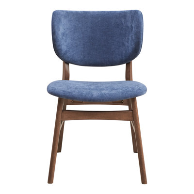 Bevis Upholstered Side Chair in Blue and Walnut (Set of 2)