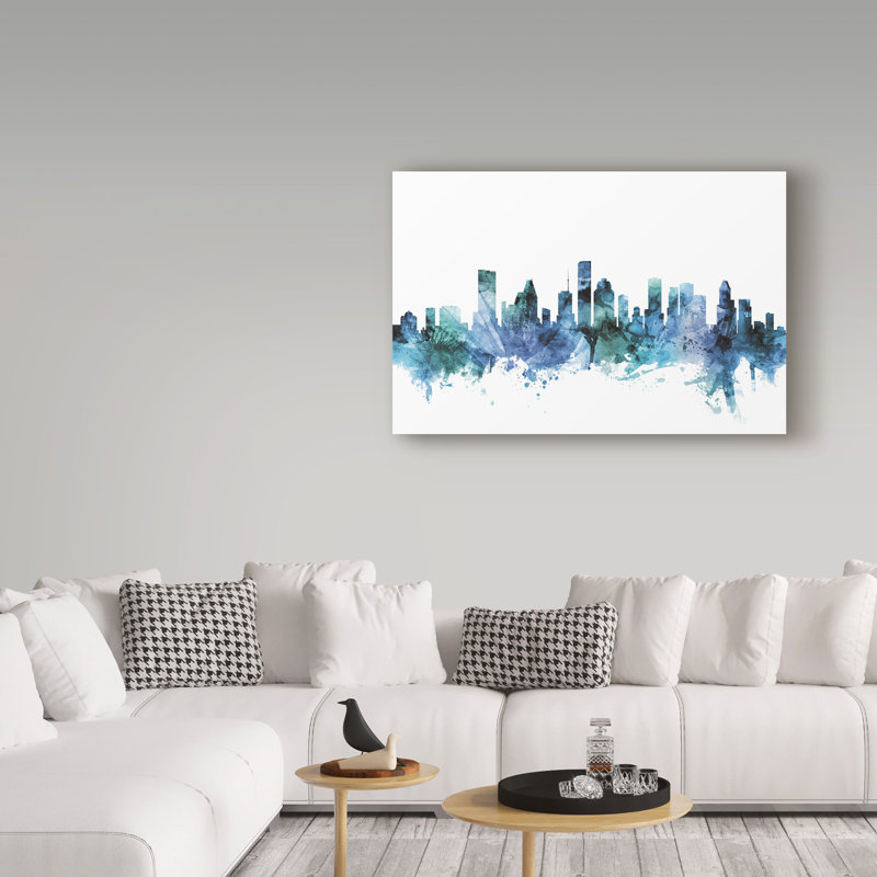 « houston texas blue blue horizon », reproduction d’impression sur toile tendue, H 12 po x l 19 po x P 2 po