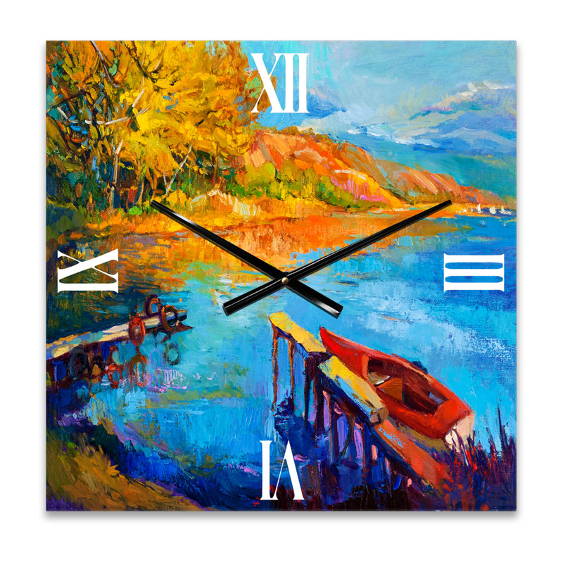 Horloge murale Sunset Sunset Glow at the Lake II, Moyen