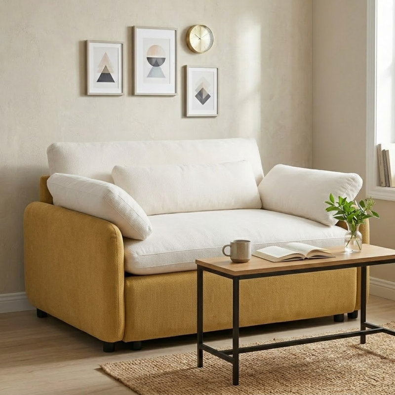 Fauteuil d'appoint 50 po, Blanc / jaune