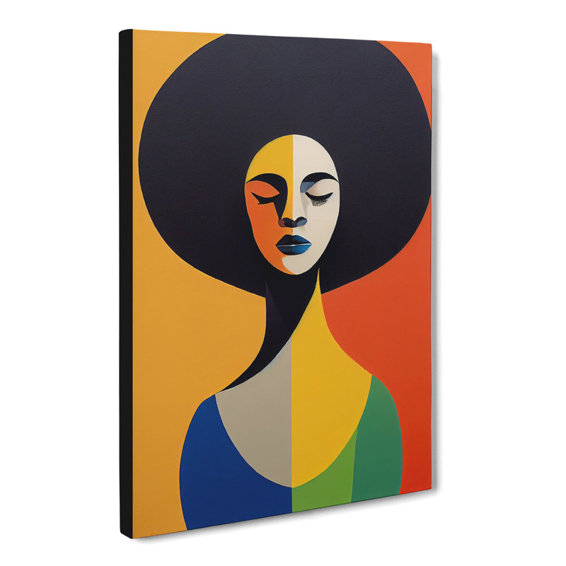 CAN-V0523-2932X Woman With Afro Abstract Vol.2 - Wrapped Canvas Print, No frame, 50cm H x 35cm W