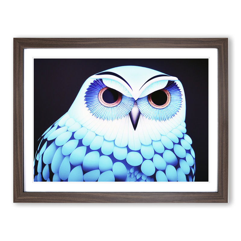 XH1022-9468X Unique Owl - Single Picture Frame Print, 46cm H x 64cm W x 2cm D, Walnut
