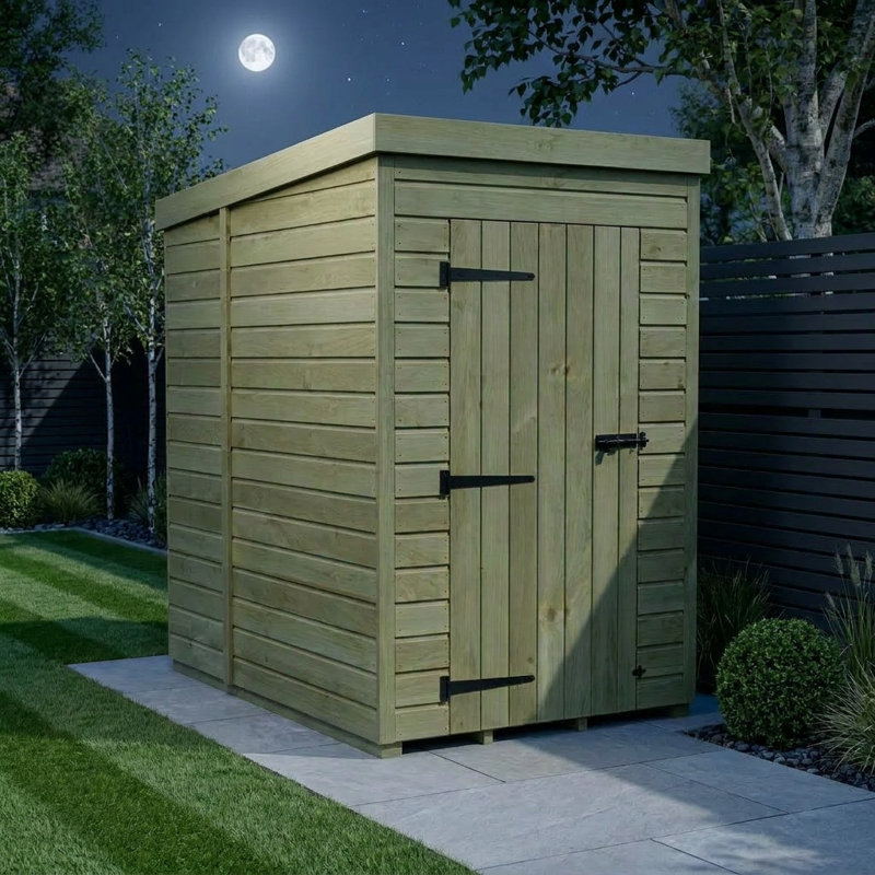 Total Sheds 4ft x 7ft Pent Garden Shed - Single Door - No Windows - Pressure Treated Timber - UK Manufactured