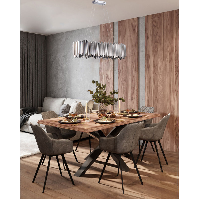 Shiny Nickel Stainless Steel Rectangular Frame LED Chandelier