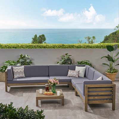 Chesterbrook Acacia 7 - Person Modular Patio Conversation Set with Cushions