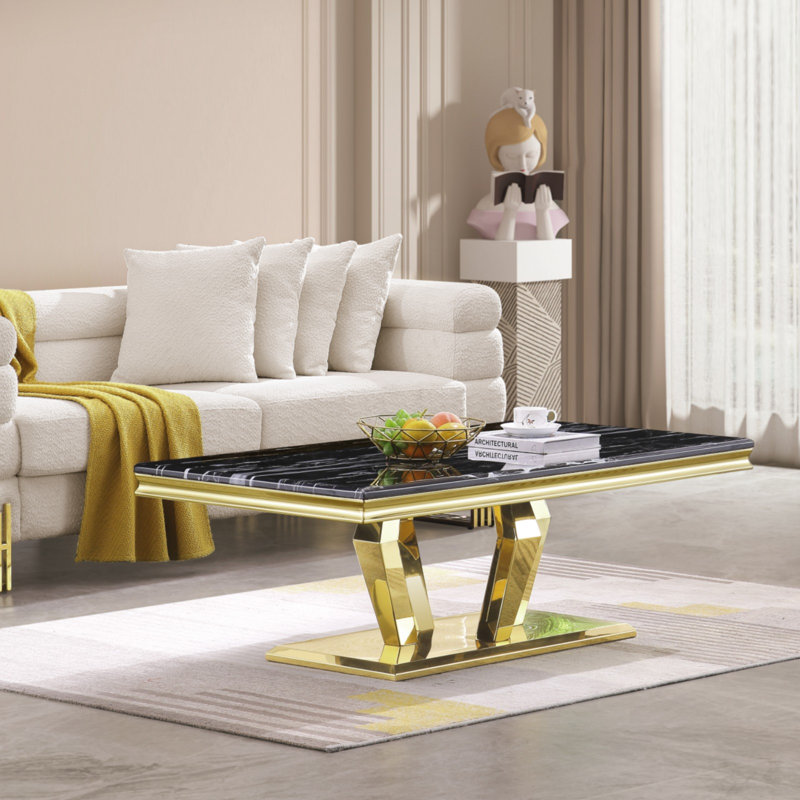 Marshilah Single Coffee Table, Black, Gold