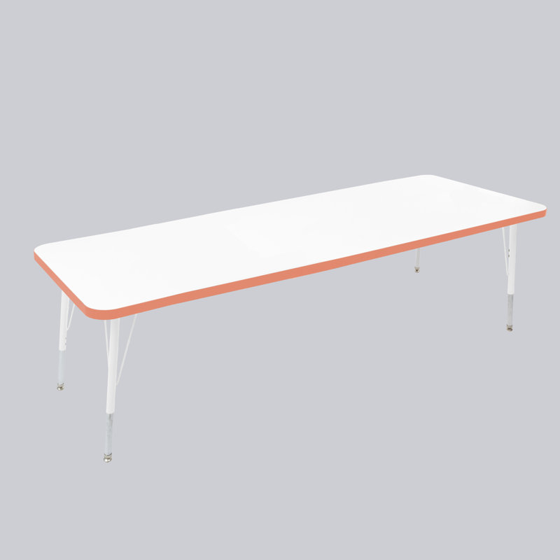 Table rectangulaire d'activités thermofusionnées avec pieds réglables et pivotants standard, H 30 po x l 30 po x P 72 po