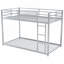Lit superposé simple au-dessus d'un lit simple en métal avec structure robuste, barrière de sécurité et échelle intégrée pour les petits espaces-669702183