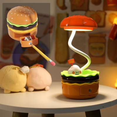 Hamburger Nightlight LED Charging Bedhead Sleep Light Children's Learning Pencil Sharpener Can Store Desk Lamp Gift