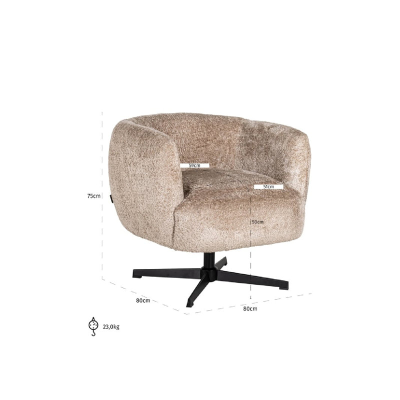 Estelle Swivel Armchair, Beige Polyester
