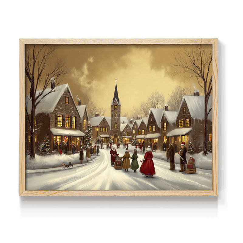 Art de Noël - CMXVI - Reproduction encadrée - Restickable, H 11 po x l 14 po, Naturel
