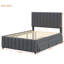 Lit plateforme double tapissier avec lit gigogne simple et 3 tiroirs, tissu en lin-1103543440-1103543442