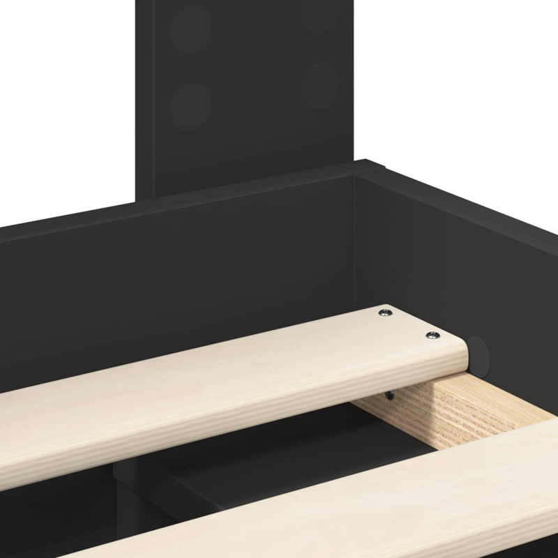 Solid Wood Bed, Black, European Single (90 x 200 cm)