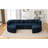 114.9" Blue Boneless - Combined With Curved Design, 24.4" Deep Seating, Pocket Springs And Supportive Neck Pillows Setup, End Ottomans, Seat Depth, High Density Foam Soft Boucle Cover-2088884557