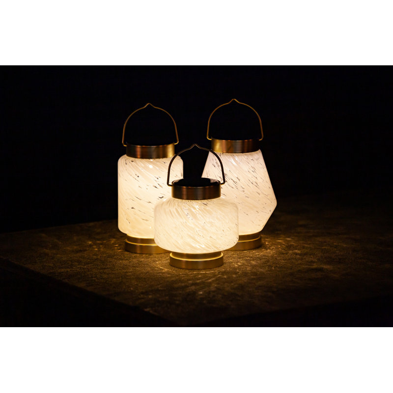 7.8'' White Glass Solar LED Outdoor Lantern