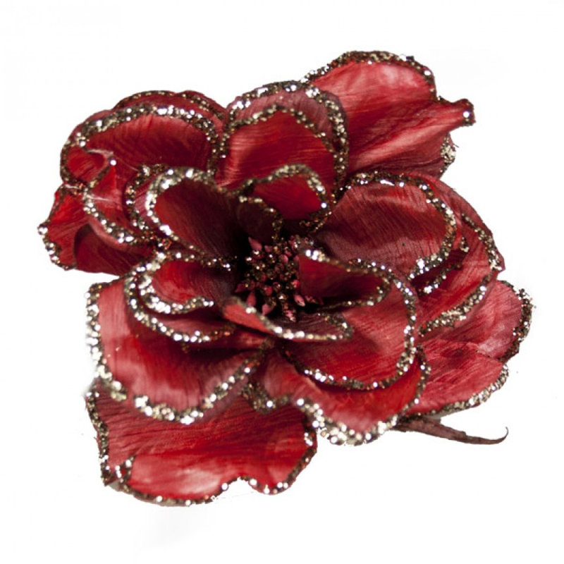 15cm Fabric Plants & Flowers Pick, Burgundy