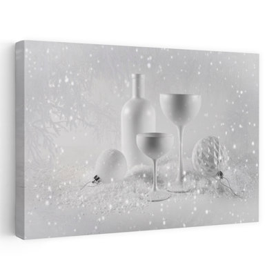 «White Winter Celebration Elegant Minimalist Abstract Winter Landscape», reproduction d'art mural