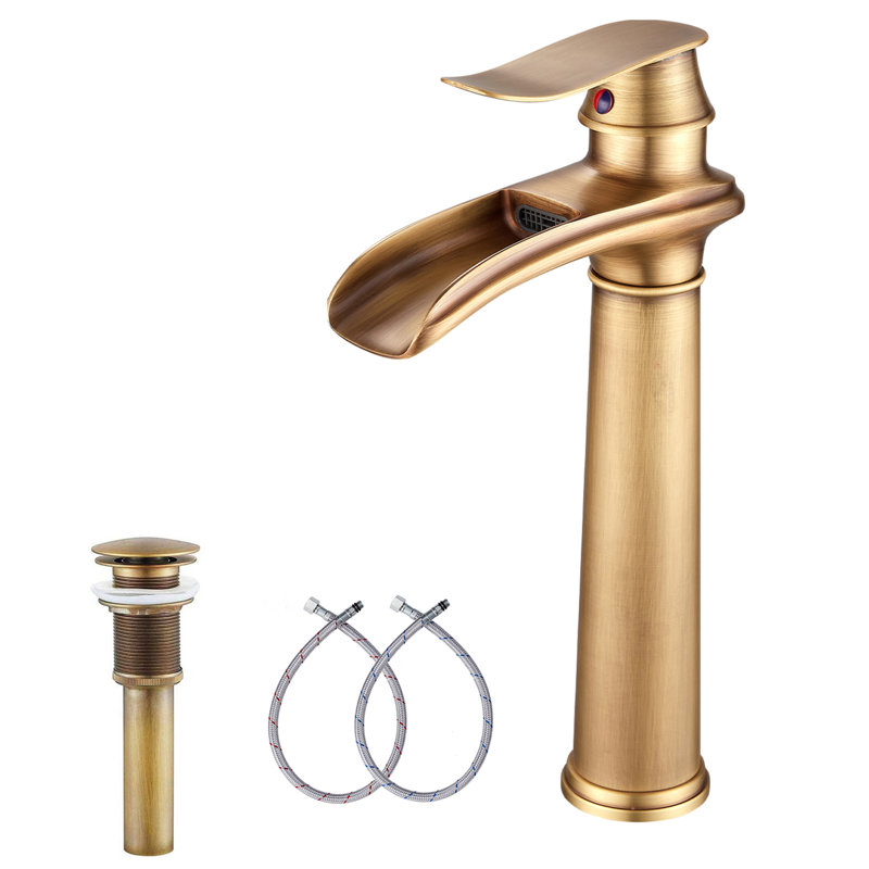 Single-handle Bathroom Faucet with Drain Assembly, Antique Brass