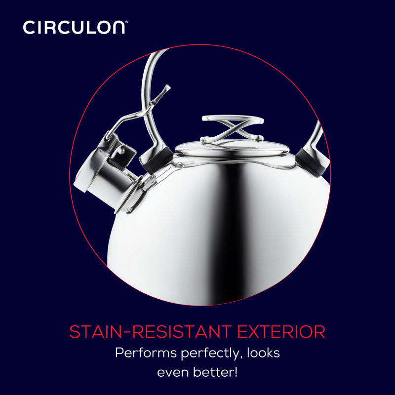 Circulon Stainless Steel Whistling Teakettle with Flip-Up Spout, 2.3-Quart