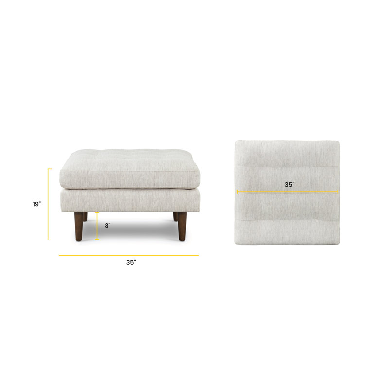  Velvet Upholstered Ottoman, Bright Ash