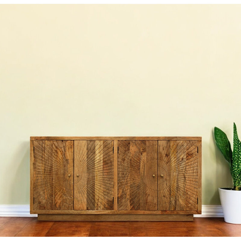 72" Brown Solid Wood Sideboard with Four Doors