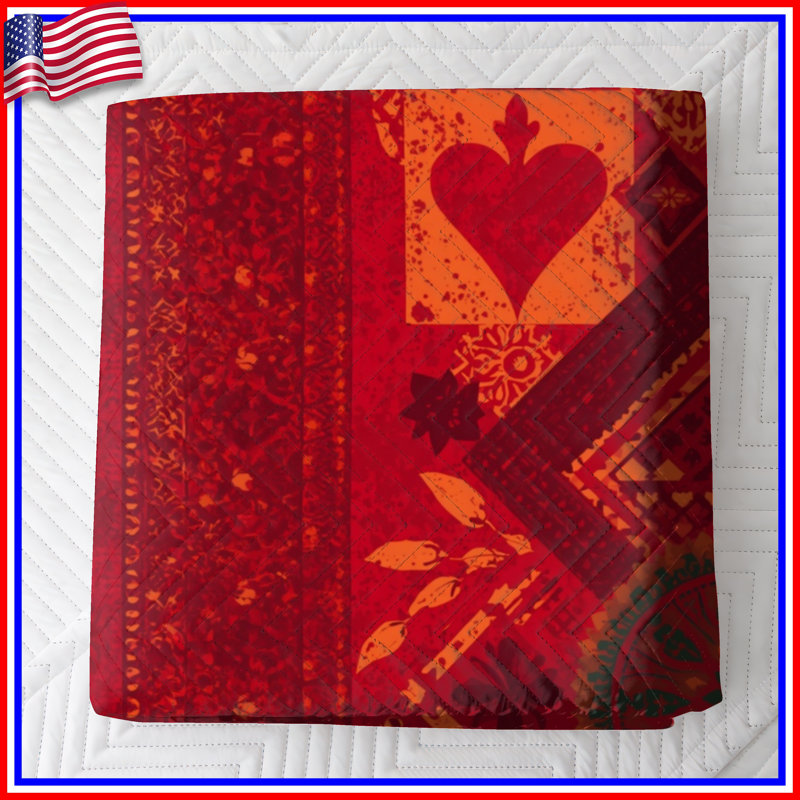 Red Bohemian Patchwork Quilted Bedspread All Sizes, Full / Double