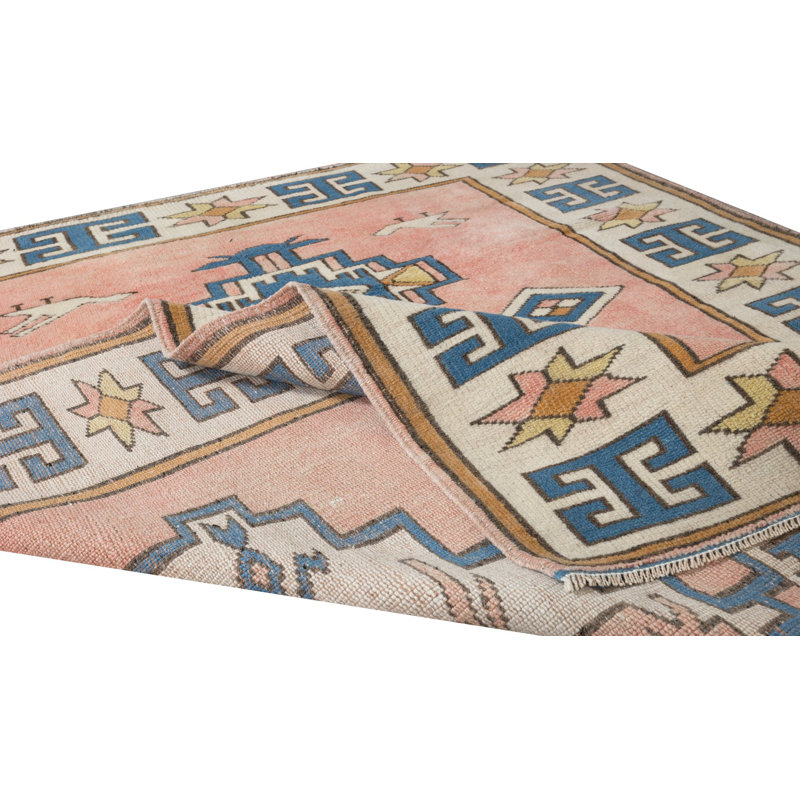 Tapis turc moderne fait à la main avec un motif géométrique, 100% laine