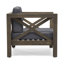 Fauteuil club gris en bois avec housses imperméables et coussins anti-éclaboussures