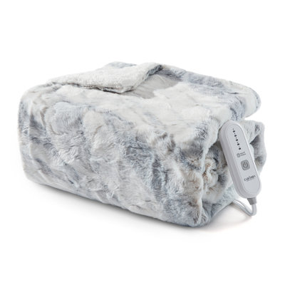 Heated Electric Blanket, Fast Heating Electric Blankets with 5 Heating Levels & Auto Off, ETL Certified Soft Thicken Faux Fur Heat Throws for Couch