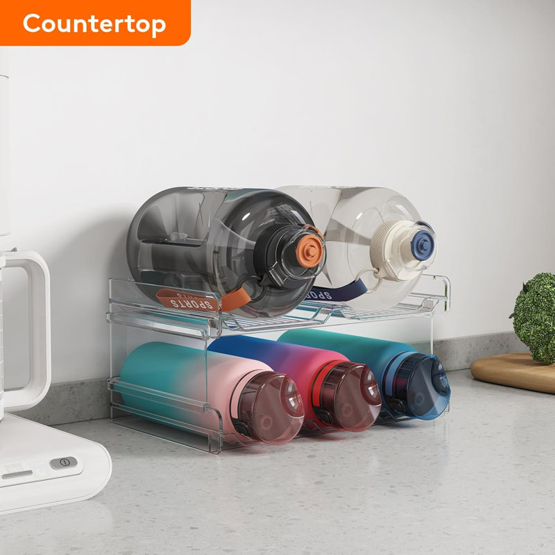 Organisateur de bouteilles d'eau empilable pour cuisine, armoire, garde-manger, très grande bouteille, peut contenir 5 bouteilles
