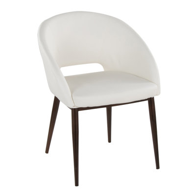 Renee Contemporary Chair In Copper Metal And White Faux Leather By Lumisource