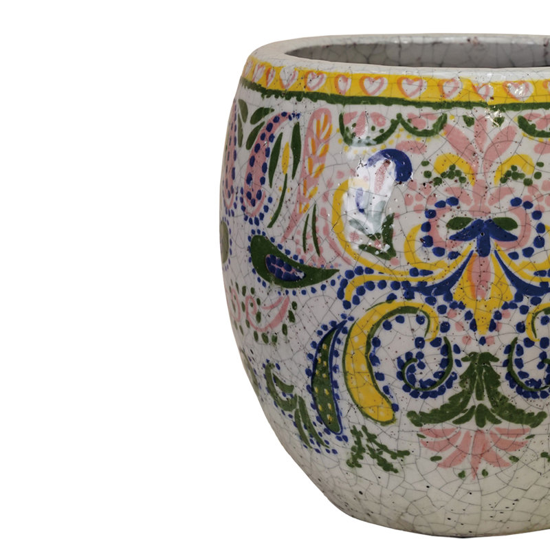 Large Terra-Cotta Planter With Floral Pattern