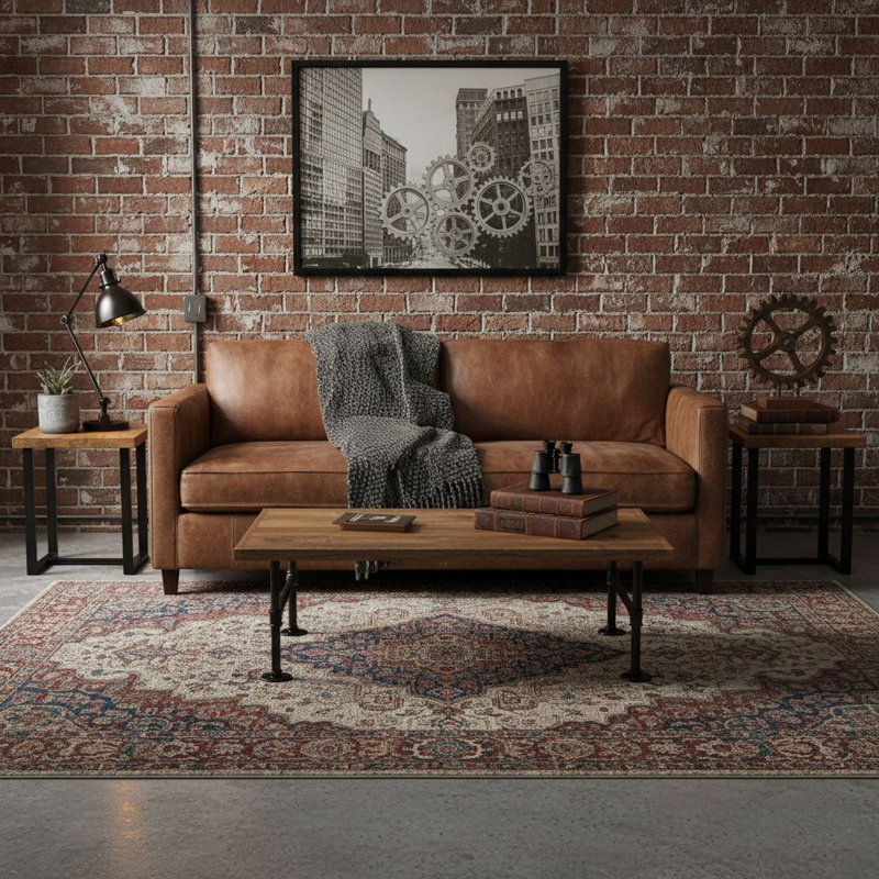 Industrial Side Table with Wooden Top & Metal Frame, Compact End Table set of 2 for Living Room, Bedroom, Small Spaces, 2