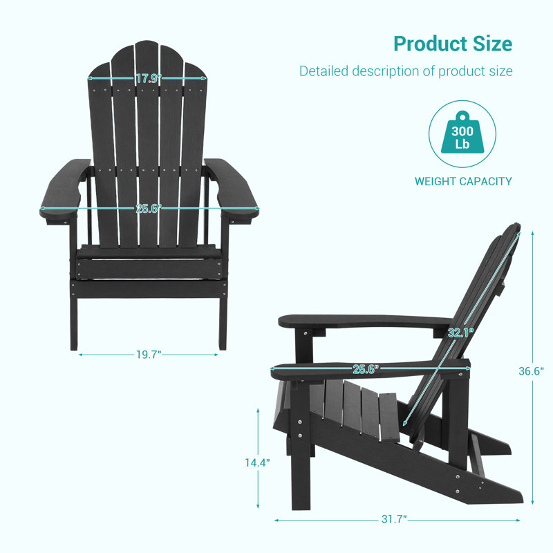 Chaise Adirondack en plastique Harb, Noir