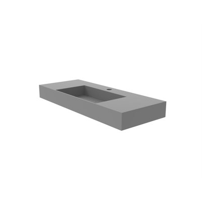 Juniper 48" Wall Mounted Solid Surface Floating Bathroom Sink with Concealed Drain, Gray