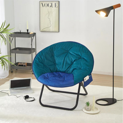 Colorblock Micromink Saucer Chair With White Legs