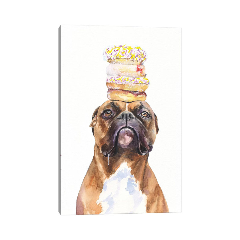 Boxer And Donuts by George Dyachenko - Wrapped Canvas Painting, 101.6 cm H x 66.04 cm W x 1.91 cm D