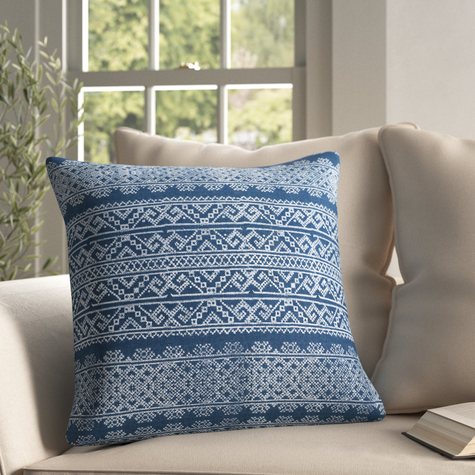 Carmela Geometric Cotton Throw Pillow, No Fill