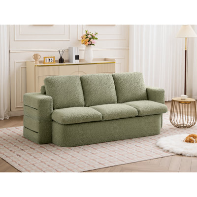 80" Convertible Folding Sofa Bed with Teddy Fabric, No Assembly Needed by Latitude Run