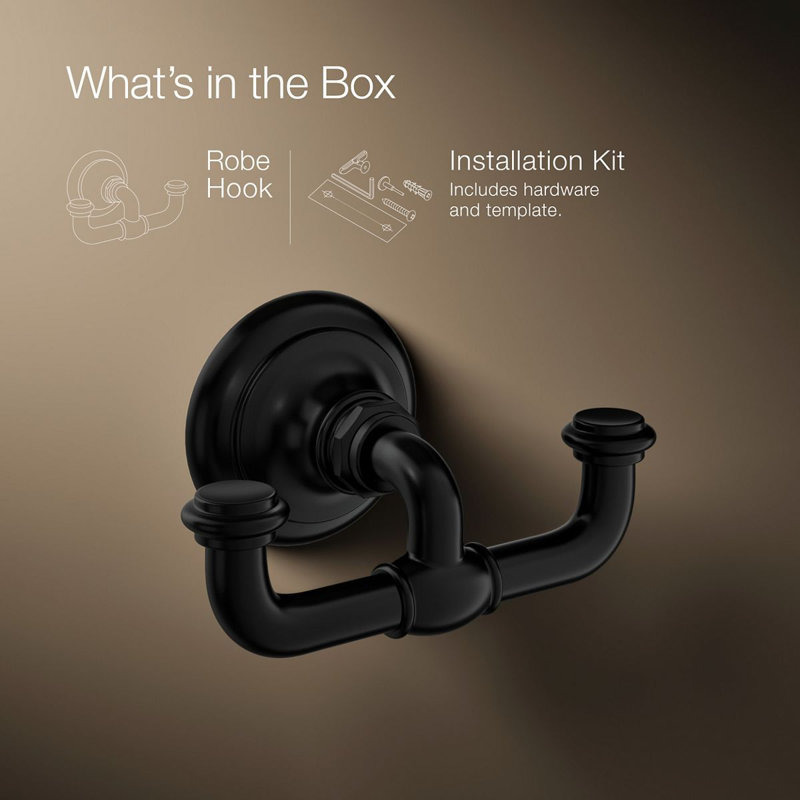 Artifacts® Double Wall Mounted Robe Hook, Matte Black