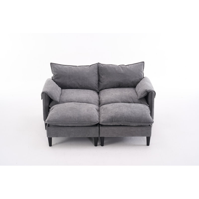 Canapé convertible avec repose-pieds et rangement Jabari, Gris foncé