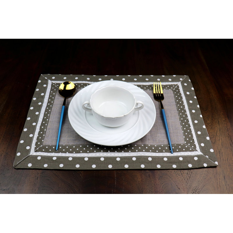 Ensemble de napperons de cuisine brodés 6 pièces Lonie, Gris
