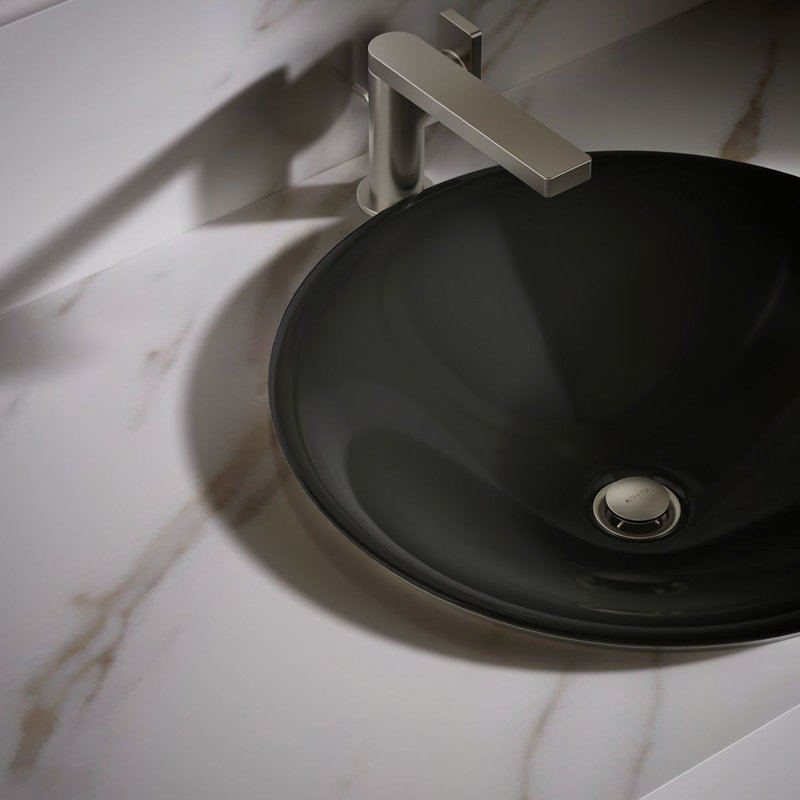 Carillon Circular Vessel Bathroom Sink, Ice Grey