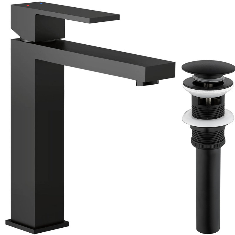 Modern Single Hole Bathroom Faucet with Drain Assembly, Single Handle Bathroom Sink Faucet