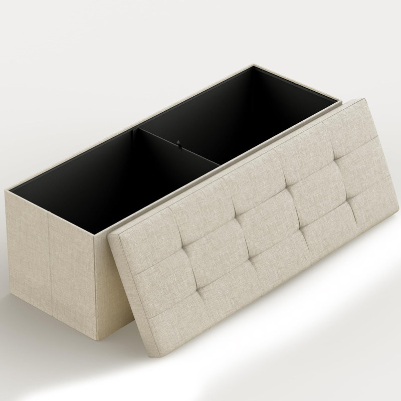 Banc de rangement avec repose-pieds 43 po pour salon, Beige