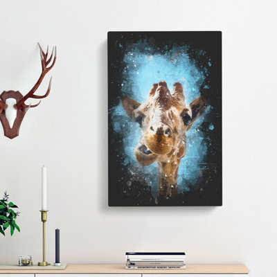 Chewing Giraffe - Wrapped Canvas