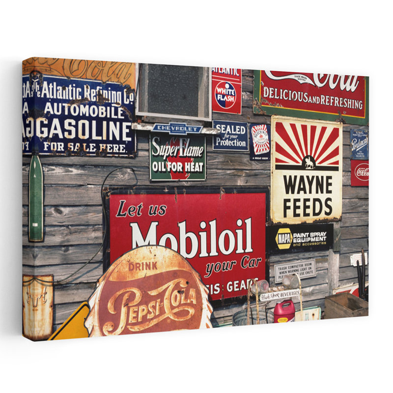 Antique Store Featuring Old Brand Name Advertising Signs Classic Retro Vintage Art, 16" H x 24" W